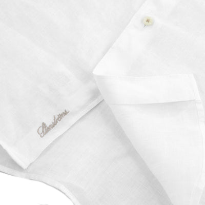 Stenstroms Fitted Body Linen Shirt in White Logo