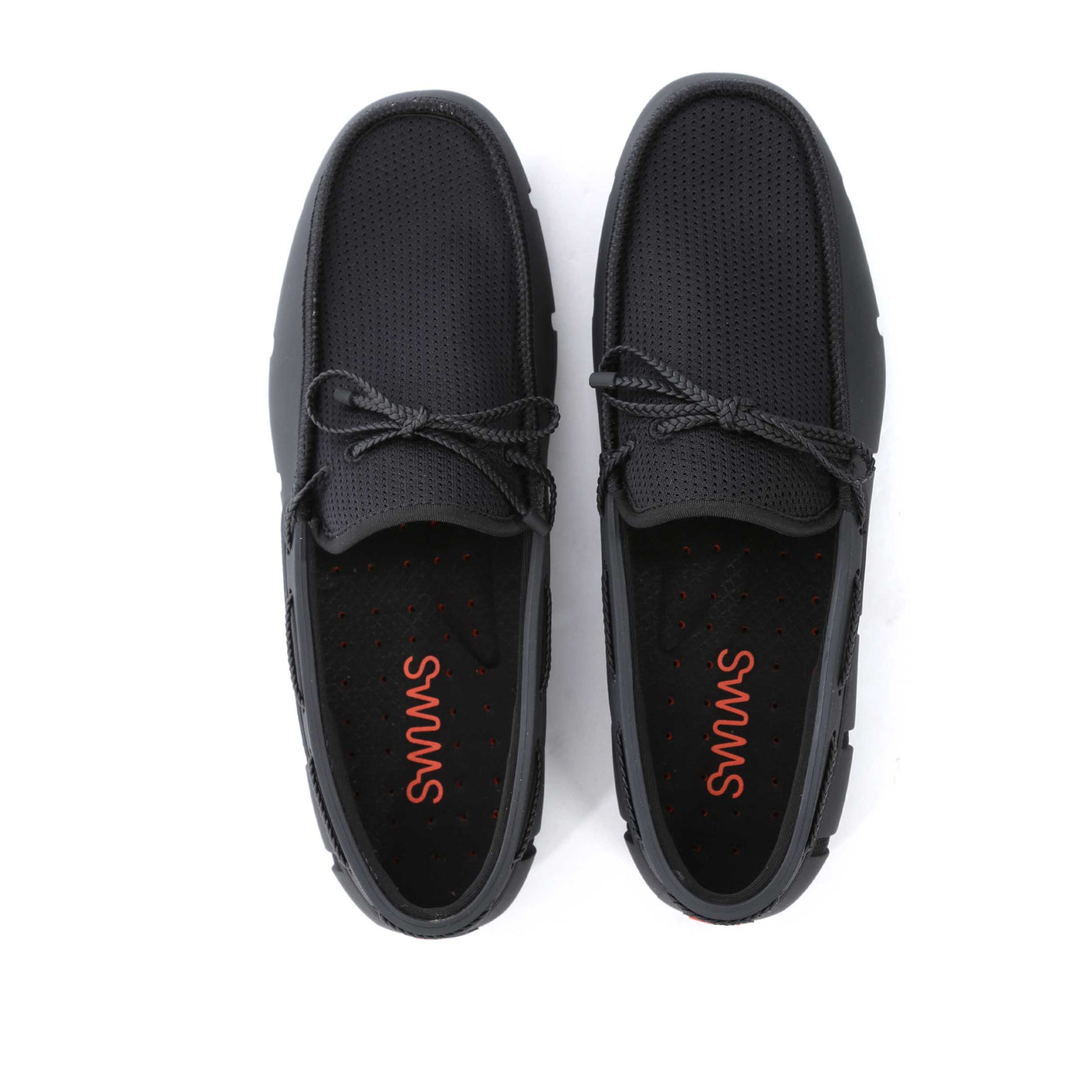 Swims Braided Lace Loafer Shoe in Black Birdseye