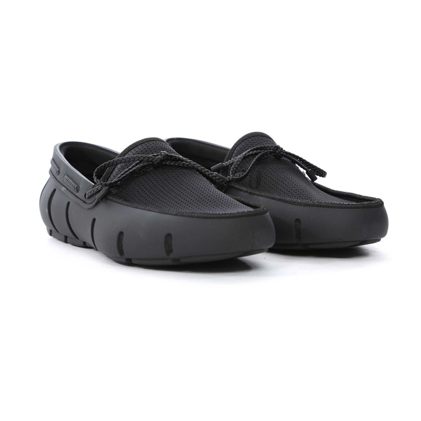 Swims Braided Lace Loafer Shoe in Black Pair