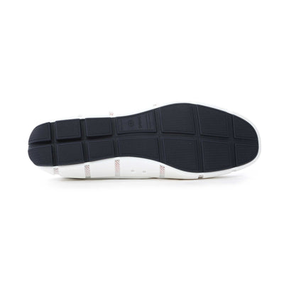 Swims Braided Lace Loafer Shoe in White & Navy Sole