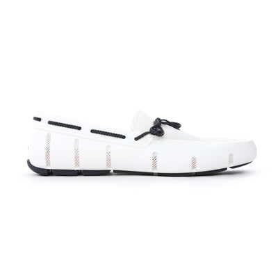 Swims Braided Lace Loafer Shoe in White & Navy