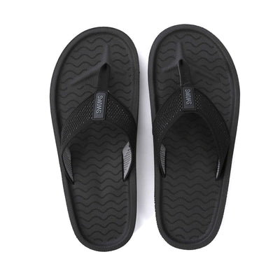 Swims Napoli Flip Flop in Black & Charcoal Birdseye
