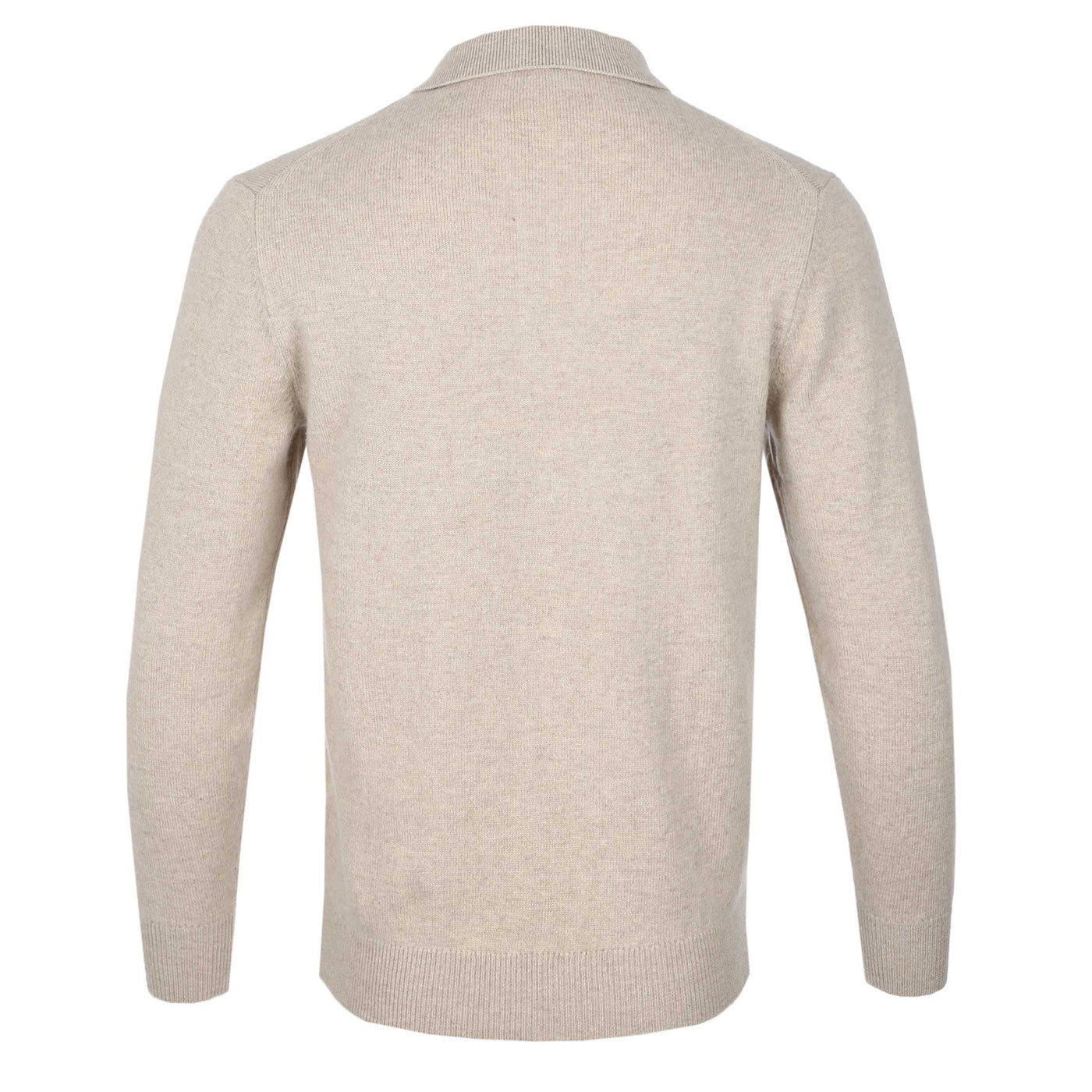 Thomas Maine 2 Button Lambs Wool Knit Polo in Beige Back