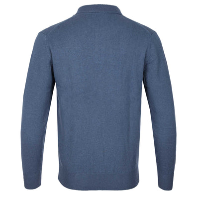 Thomas Maine 2 Button Lambs Wool Knit Polo in Blue Back