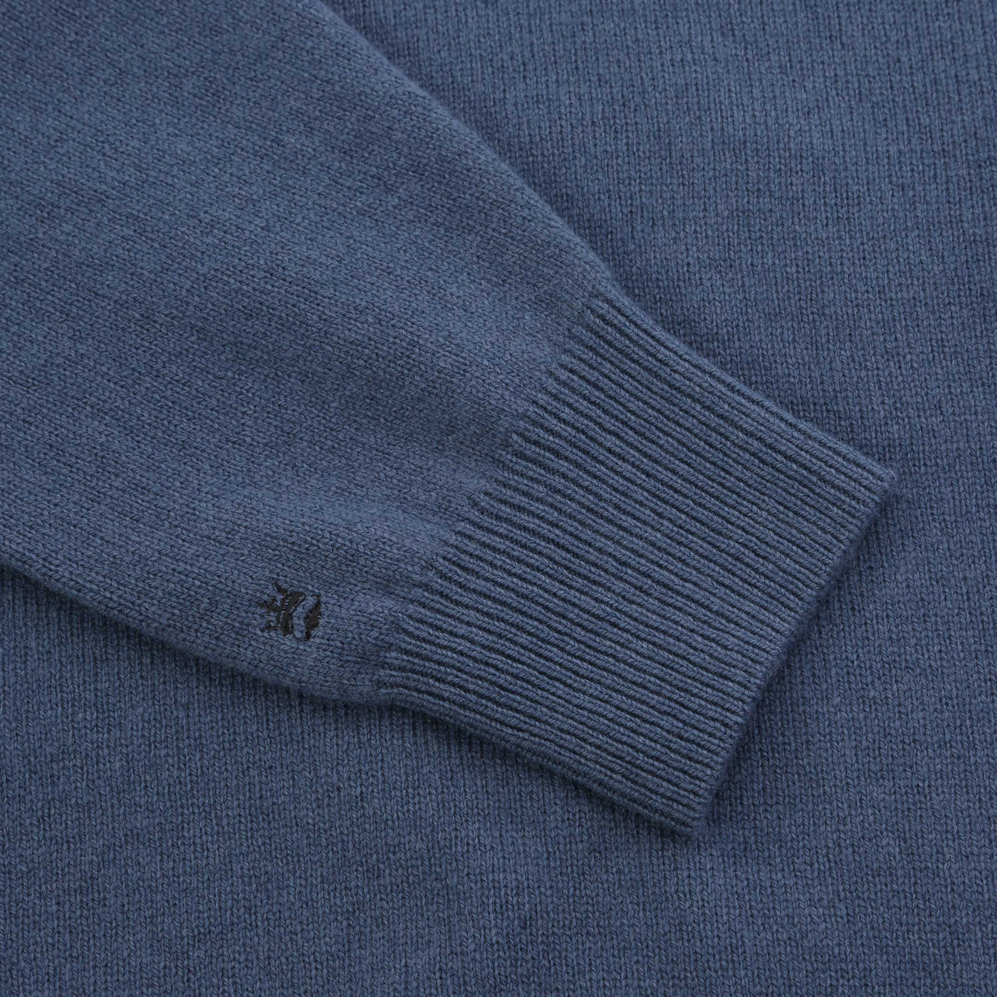 Thomas Maine 2 Button Lambs Wool Knit Polo in Blue Cuff