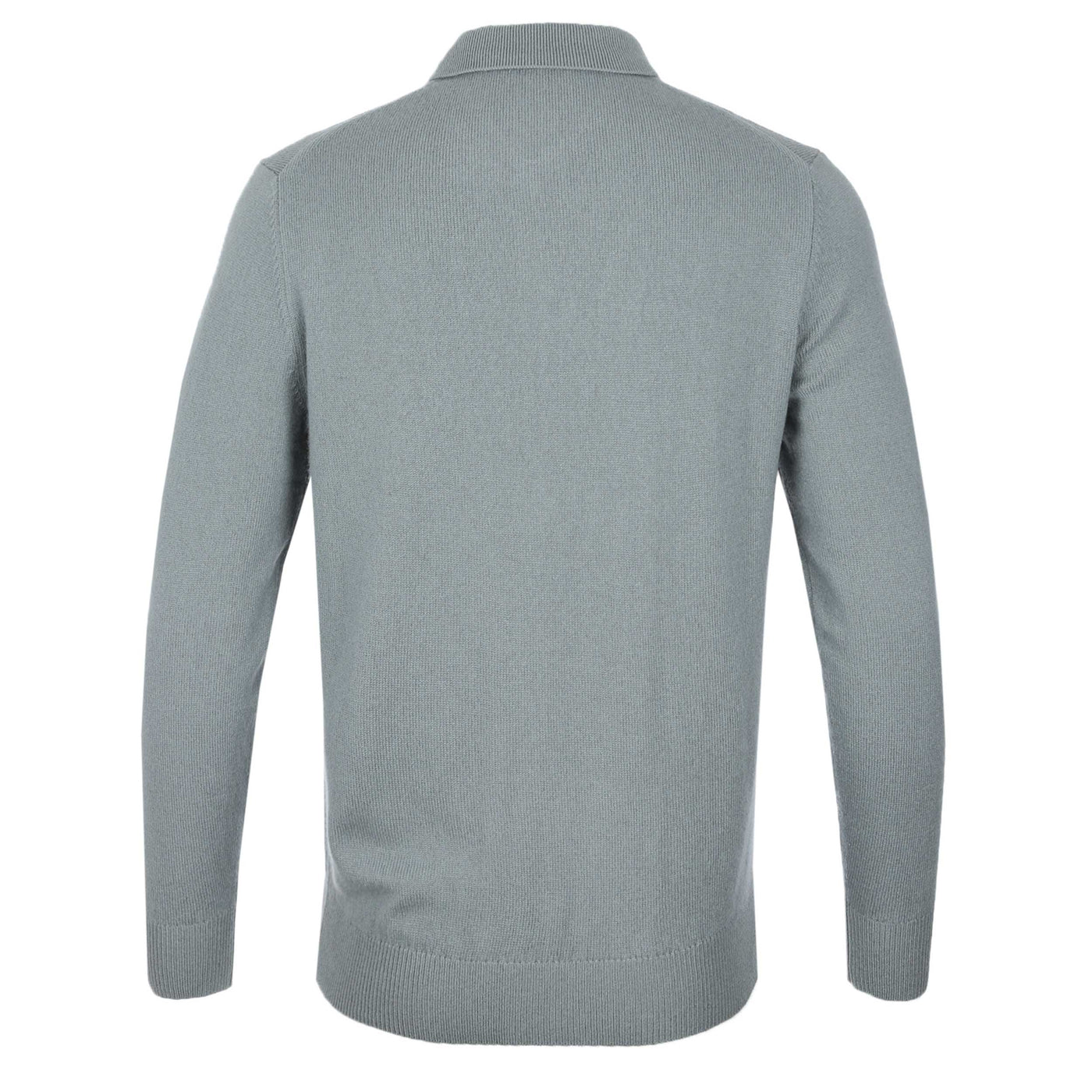 Thomas Maine 2 Button Lambs Wool Knit Polo in Sage Green Back