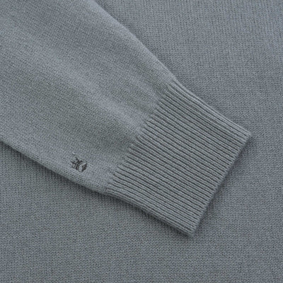 Thomas Maine 2 Button Lambs Wool Knit Polo in Sage Green Logo