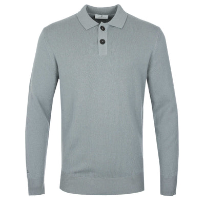 Thomas Maine 2 Button Lambs Wool Knit Polo in Sage Green