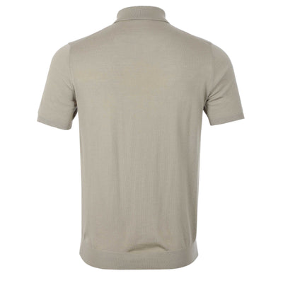 Thomas Maine 3 Button Knit Polo in Dark Beige Back