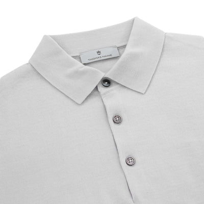 Thomas Maine 3 Button Knit Polo in Silver Placket