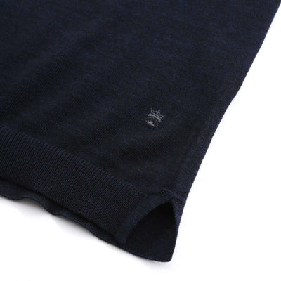 Thomas Maine Button Thru Knitted Polo in Navy