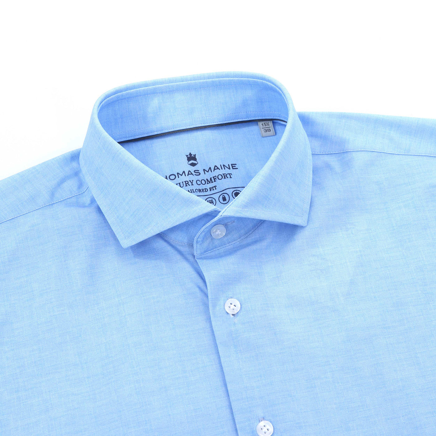 Thomas Maine Canclini Stretch Shirt in Sky Blue Collar