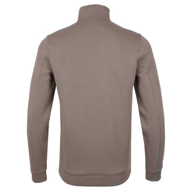 Thomas Maine Interlock 1/4 Zip Sweatshirt in Light Brown Back