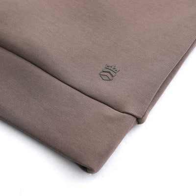 Thomas Maine Interlock 1/4 Zip Sweatshirt in Light Brown Logo