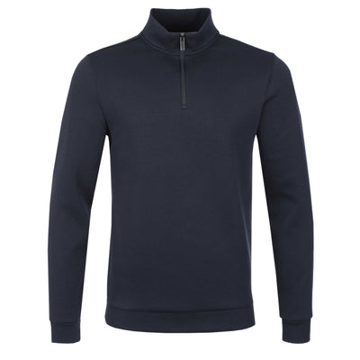 Thomas Maine Interlock 1/4 Zip Sweatshirt in Navy