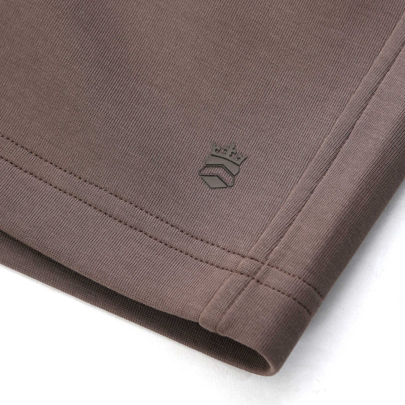 Thomas Maine Interlock Sweat Short in Light Brown Logo