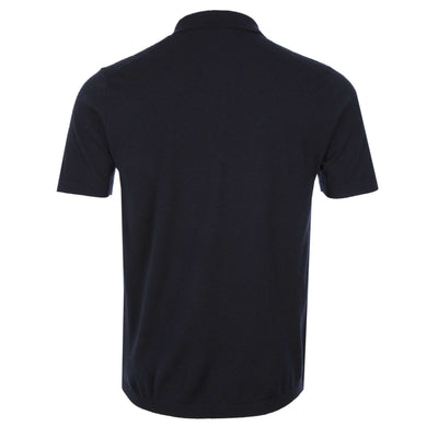 Thomas Maine Merino Zip Knit Polo in Navy Back
