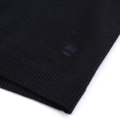 Thomas Maine Merino Zip Knit Polo in Navy Logo