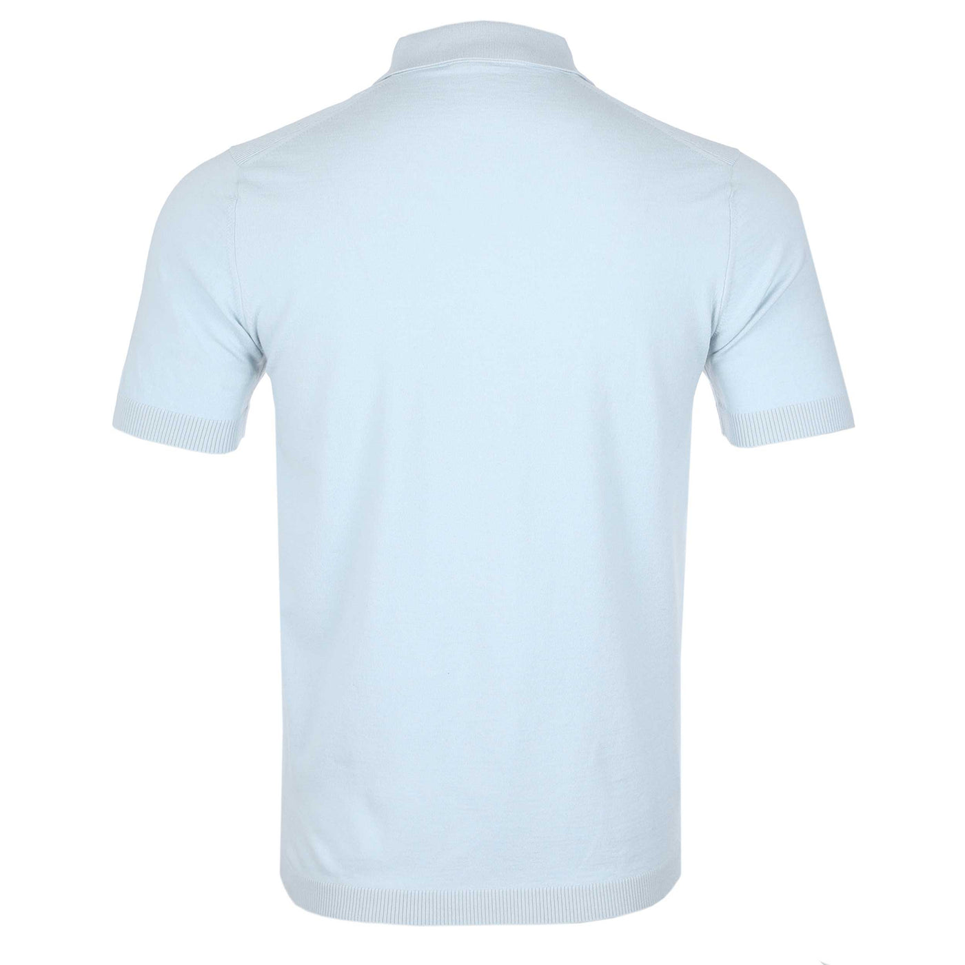 Thomas Maine Merino Zip Knit Polo in Sky Blue Back