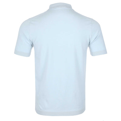 Thomas Maine Merino Zip Knit Polo in Sky Blue Back