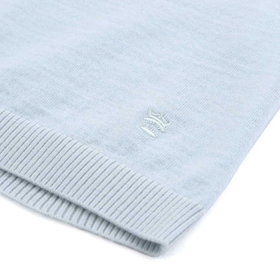 Thomas Maine Merino Zip Knit Polo in Sky Blue Logo