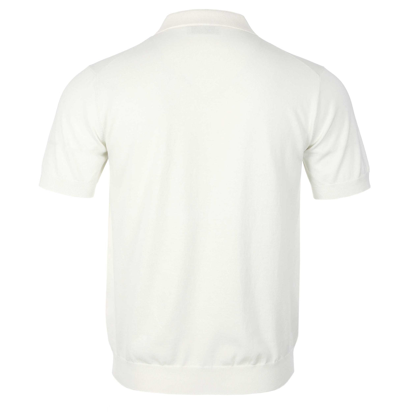 Thomas Maine Open Neck Knit Polo in Off White Back