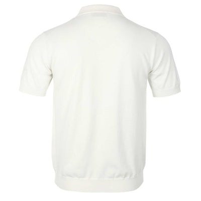 Thomas Maine Open Neck Knit Polo in Off White Back