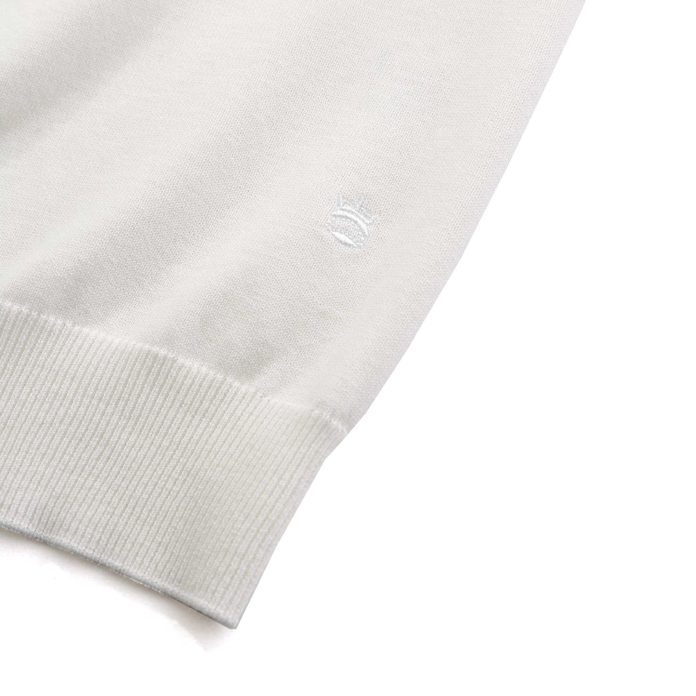 Thomas Maine Open Neck Knit Polo in Off White Logo