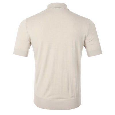 Thomas Maine Ribbed Polo in Beige Back
