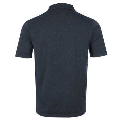 Thomas Maine Skipper Collar Knitted Polo in Navy Back