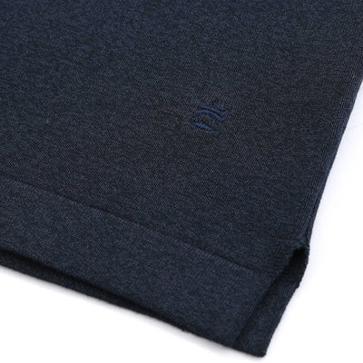 Thomas Maine Skipper Collar Knitted Polo in Navy Logo