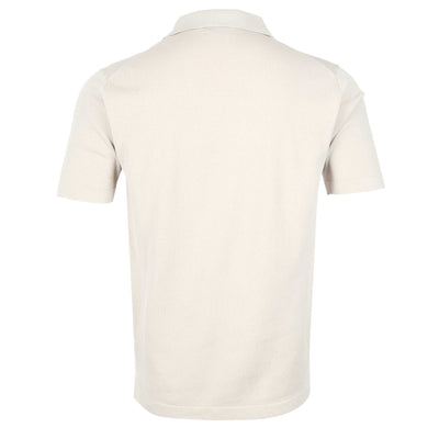 Thomas Maine Skipper Collar Knitted Polo in Stone Back