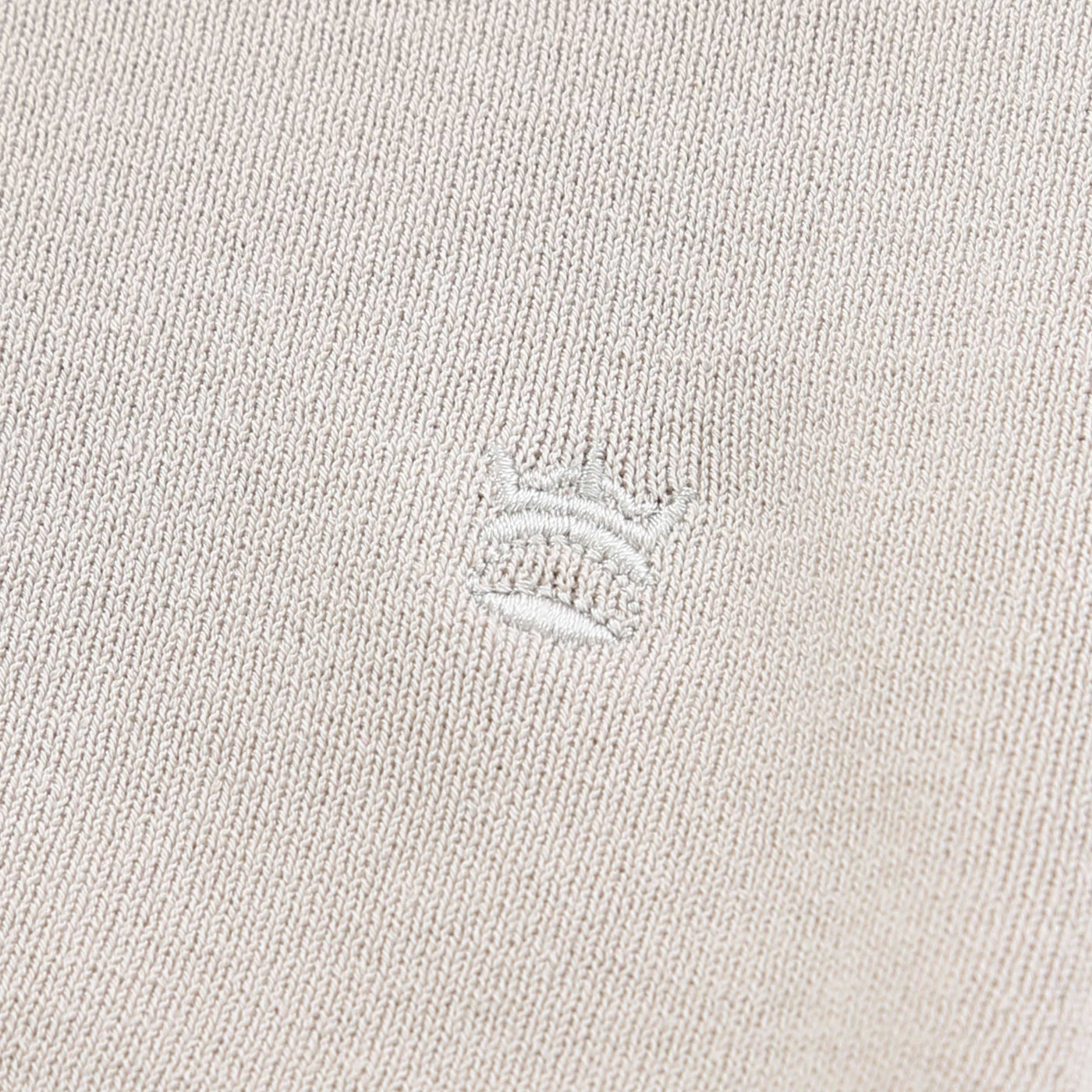Thomas Maine Skipper Collar Knitted Polo in Stone Logo