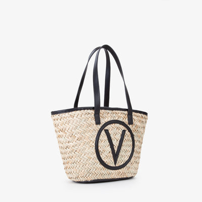 Valentino Bags Samuela Ladies Shopper Bag in Natural & Black Angle