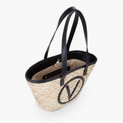 Valentino Bags Samuela Ladies Shopper Bag in Natural & Black Inside