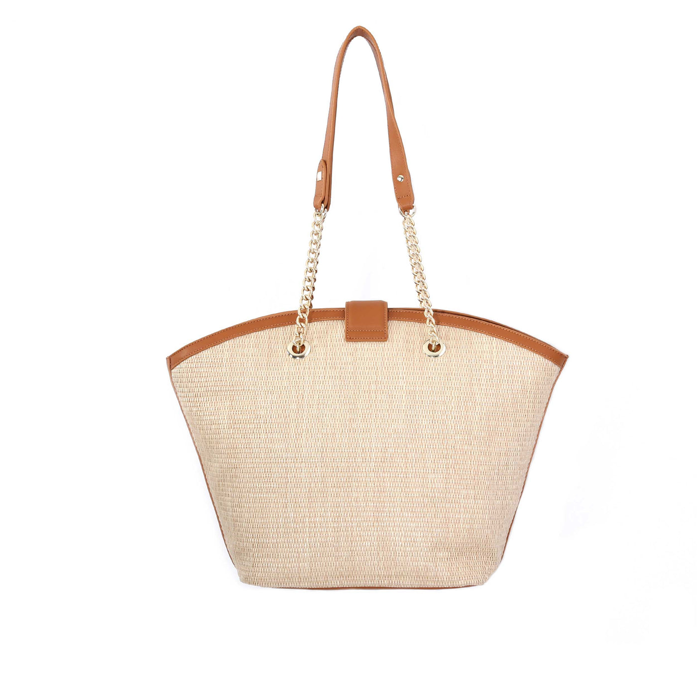 Valentino Bags Tribeca Ladies Shopper Bag in Natural & Tan Back