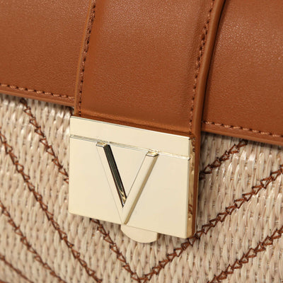 Valentino Bags Tribeca Ladies Shoulder Bag in Natural & Tan Logo