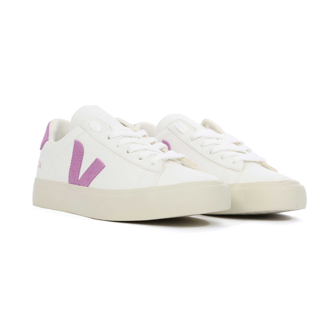 Veja Campo Ladies Trainer in Extra White & Mulberry Pair