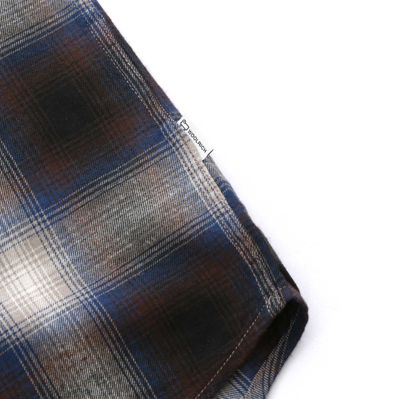 Woolrich Light Flannel Check Shirt in Grey Check Logo Tab