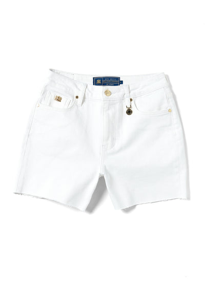 Holland Cooper High Rise Denim Short in Optic White