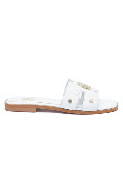 Holland Cooper Monogram Ladies Slider in White Croc