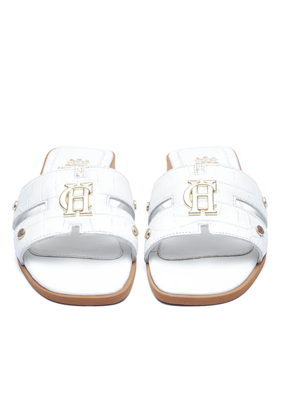 Holland Cooper Monogram Ladies Slider in White Croc