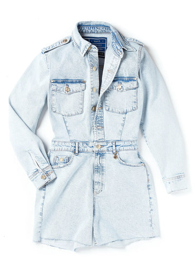 Holland Cooper Utility Playsuit in Light Stone Wash Front