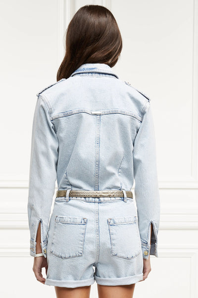 Holland Cooper Utility Playsuit in Light Stone Wash Model Back