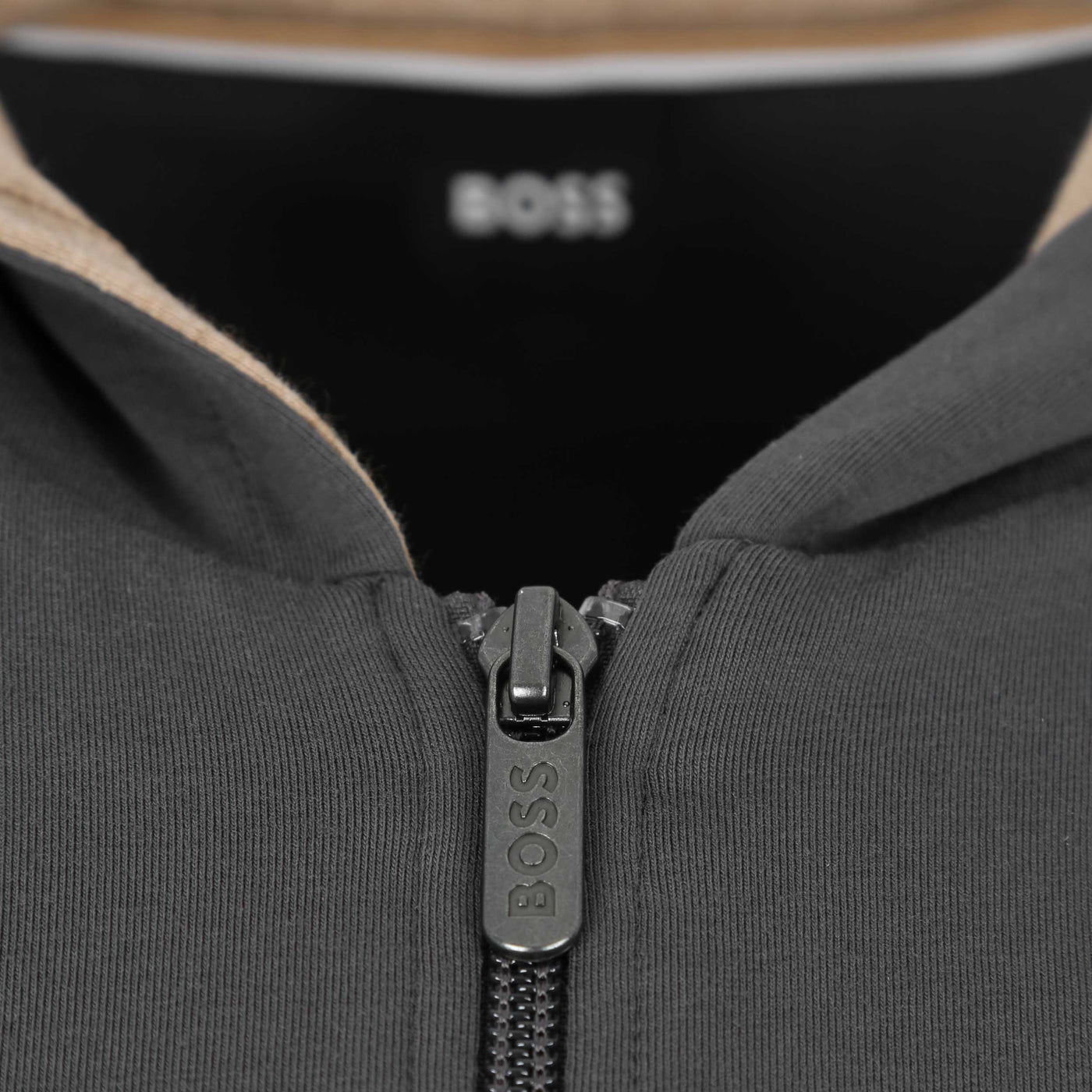 BOSS Mix & Match Hooded Jacket Sweat Top in Grey & Gold