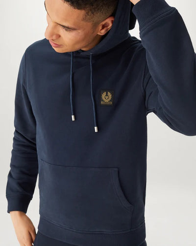 Belstaff Hoodie Sweat Top in Dark Ink Model