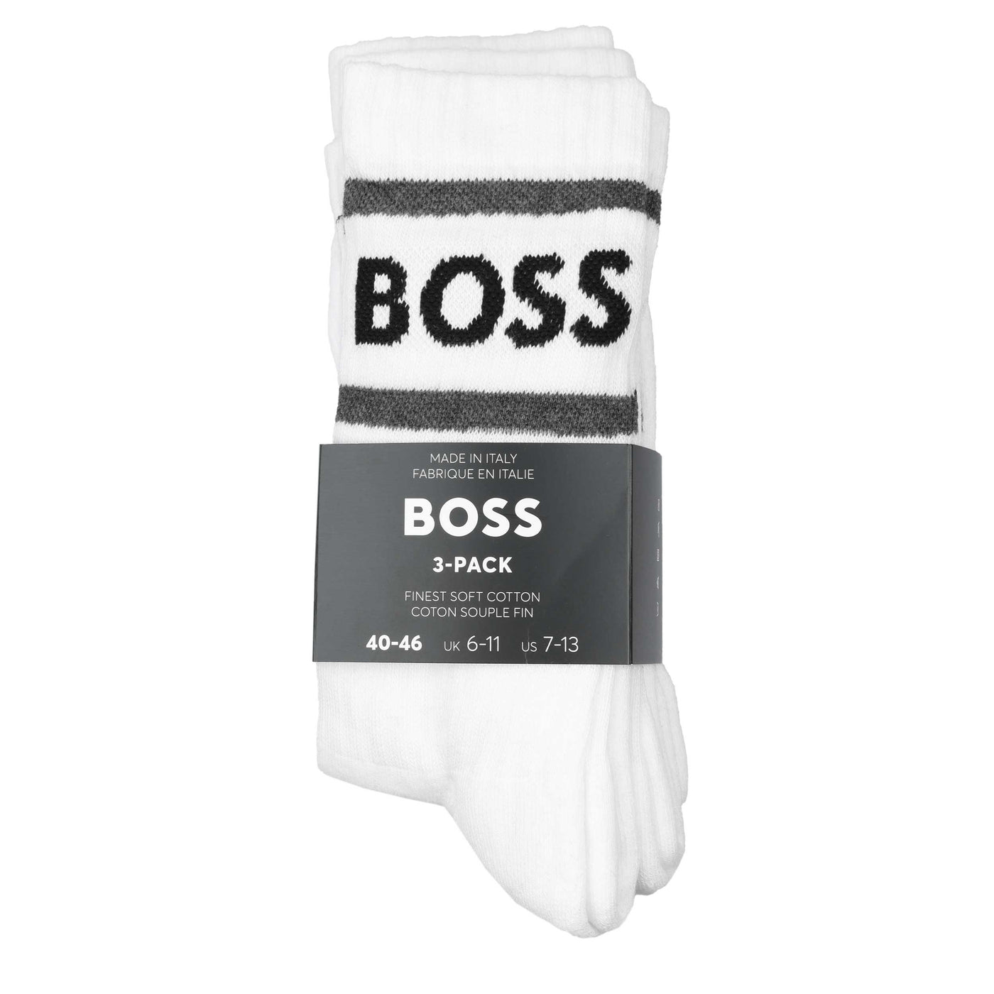 BOSS 3P Rib Stripe CC Sock in White