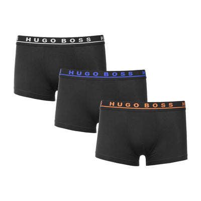 BOSS 3 Pack Trunk Underwear in Black with Orange, Blue & Grey