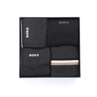 BOSS 4 Pack Gift Set Iconic CC in Black & Dark Grey Box
