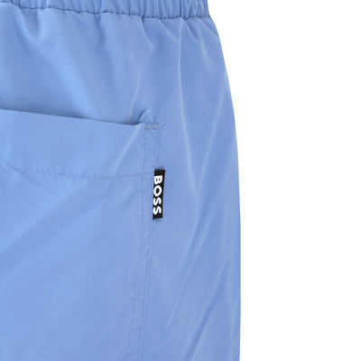 BOSS Dolphin Swim Short in Sky Blue Logo Tab